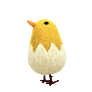 Luna-Leena Easter chicken hanging ornament - yellow - wool felt - handmade in Nepal