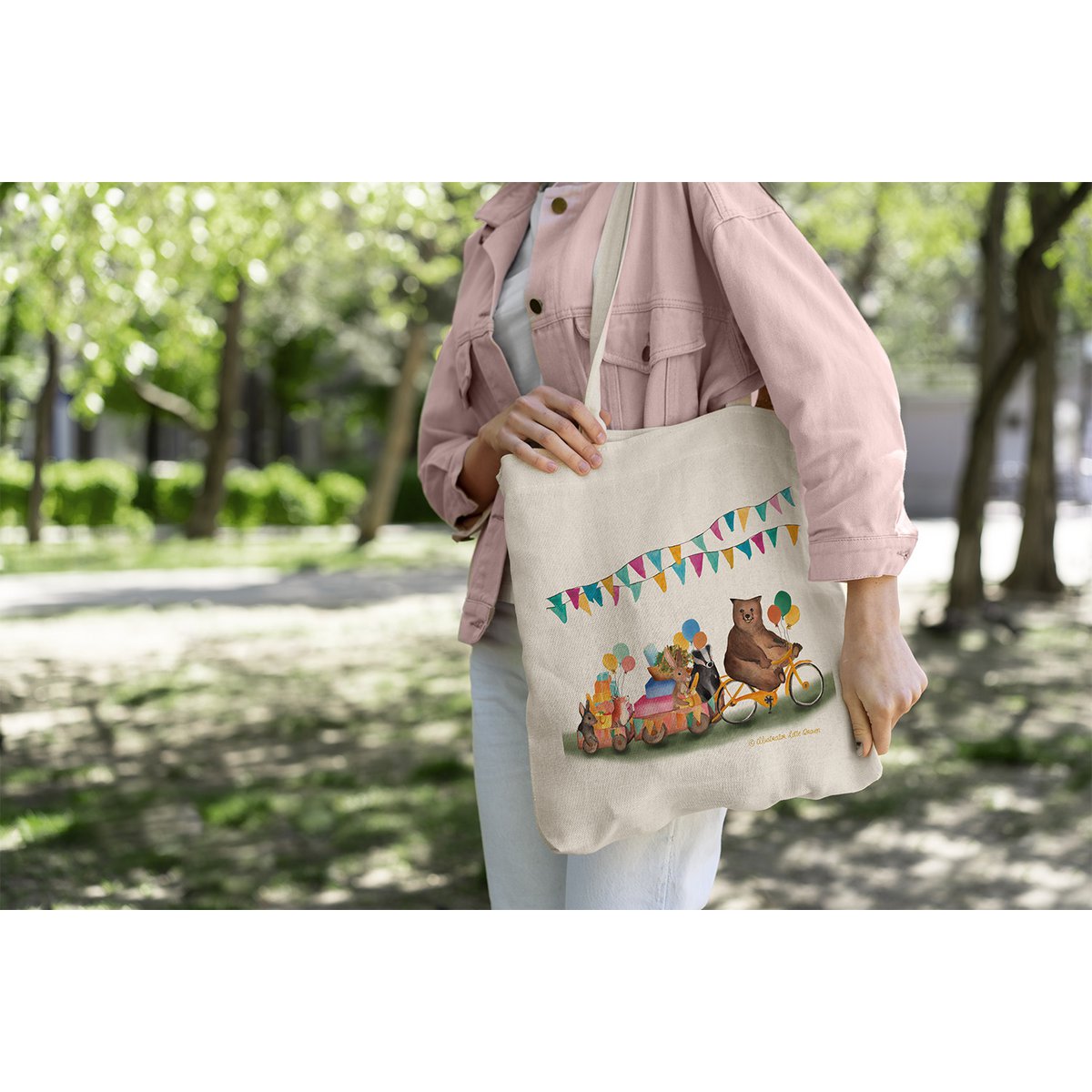 Borsa in cotone Sfilata festosa di animali
