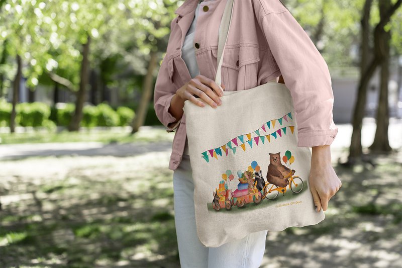 Borsa in cotone Sfilata festosa di animali