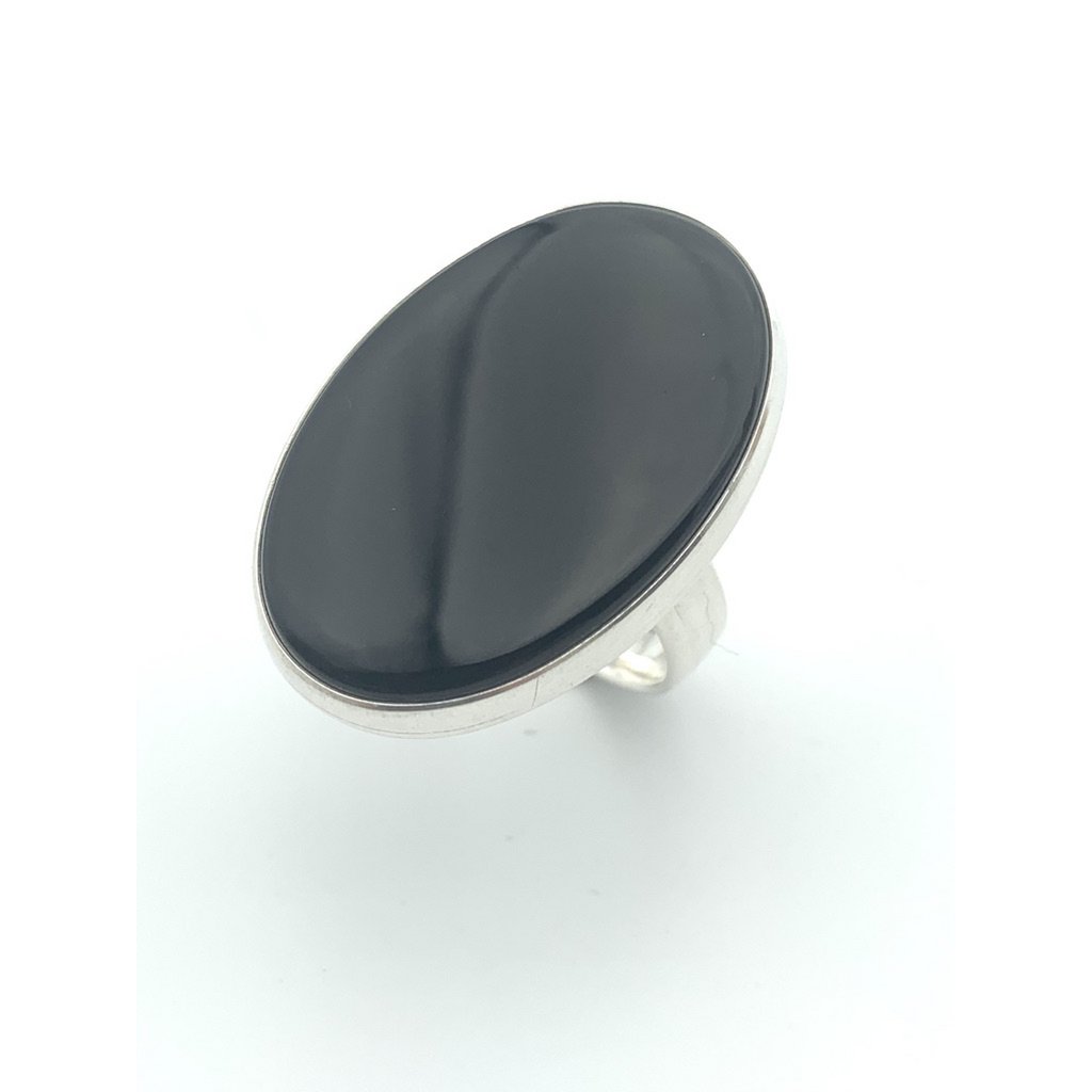 Silberring 20x30mm Onyx
