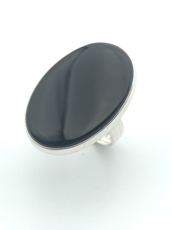 Silver ring 20x30mm Onyx