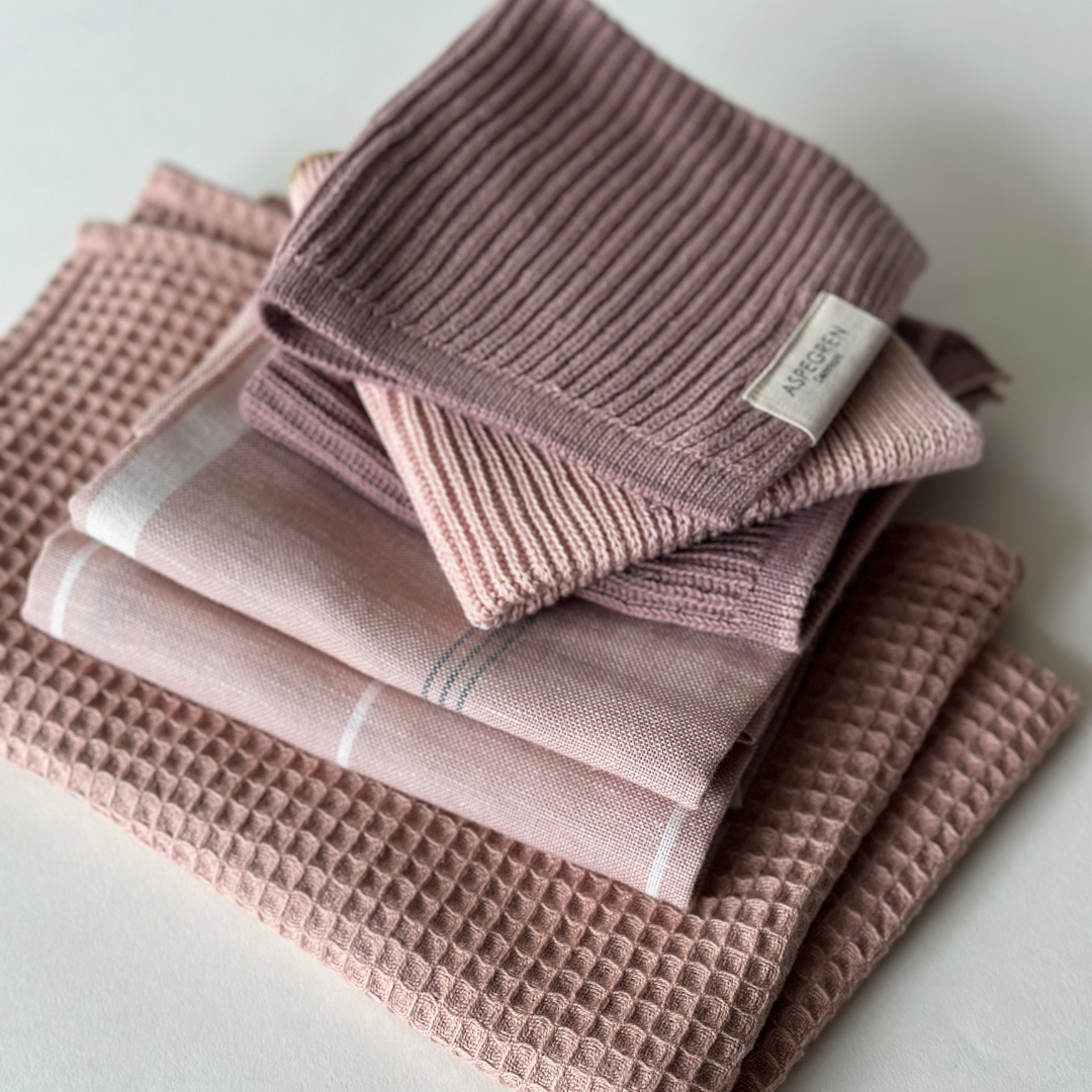 Torchons tricotés – Uni – Mauve (Chacun avec 2)