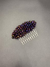 Violet rhinsten hårkam med regnbueskimmer