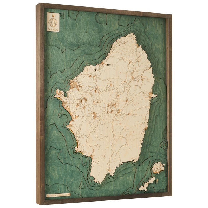 NAXOS - Mapa de pared de madera 3D - versión L