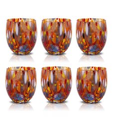 Klassieke waterglazen van handgeblazen en handgemaakt glas met Murano Murrine, lijn “I Colori di Murano”, 320 ml. Gemaakt in Italië