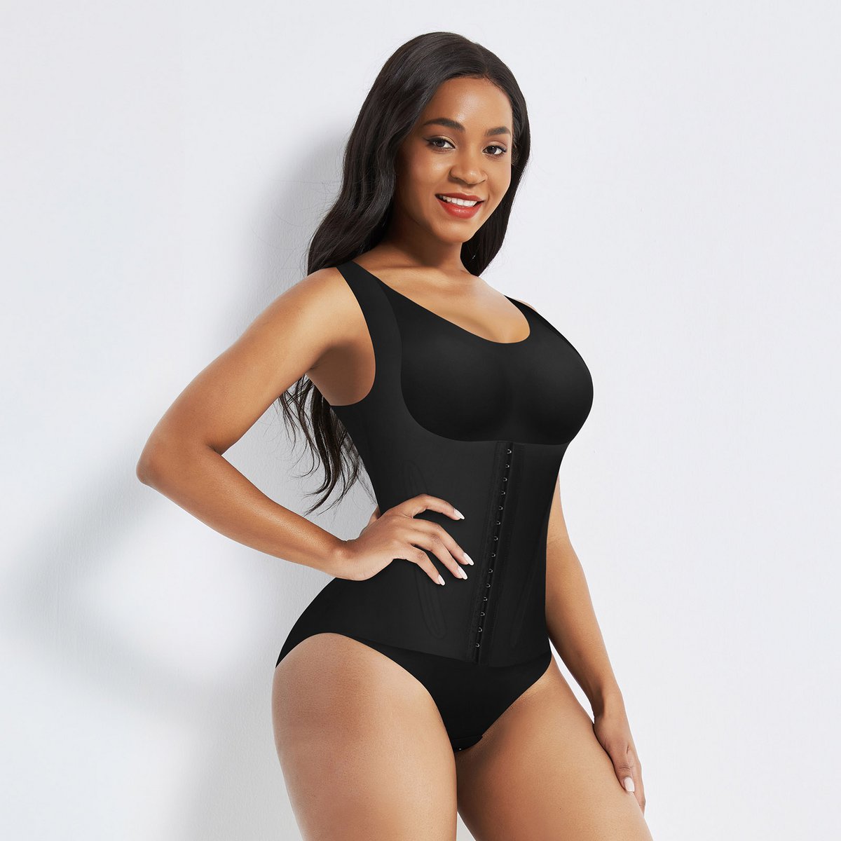 Shapewear 4-in-1 Waist Trainer Corset Bodysuit- Buttoned Tummy Control High Waist with Padded Bra