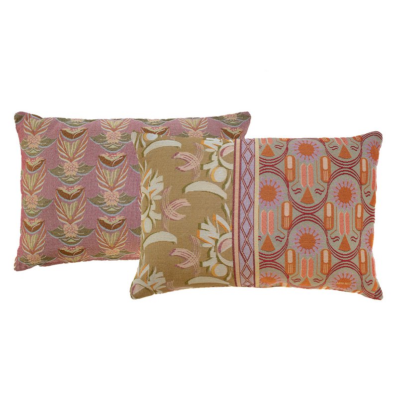 NIN-NIT Cojín Nouveau de Fleurs | 100% algodón tejido | decorativo con estampado de flores y hojas de la naturaleza | rosa | beige | lila | verde | gris | naranja | marrón| multicolores | 40x60cm