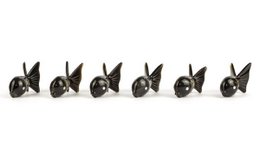 Set of 6 round fish knife holders in plain black horn