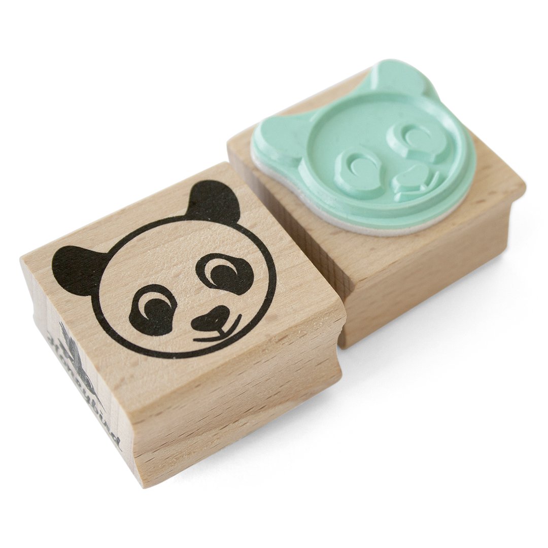 Panda hoved træ gummistempel
