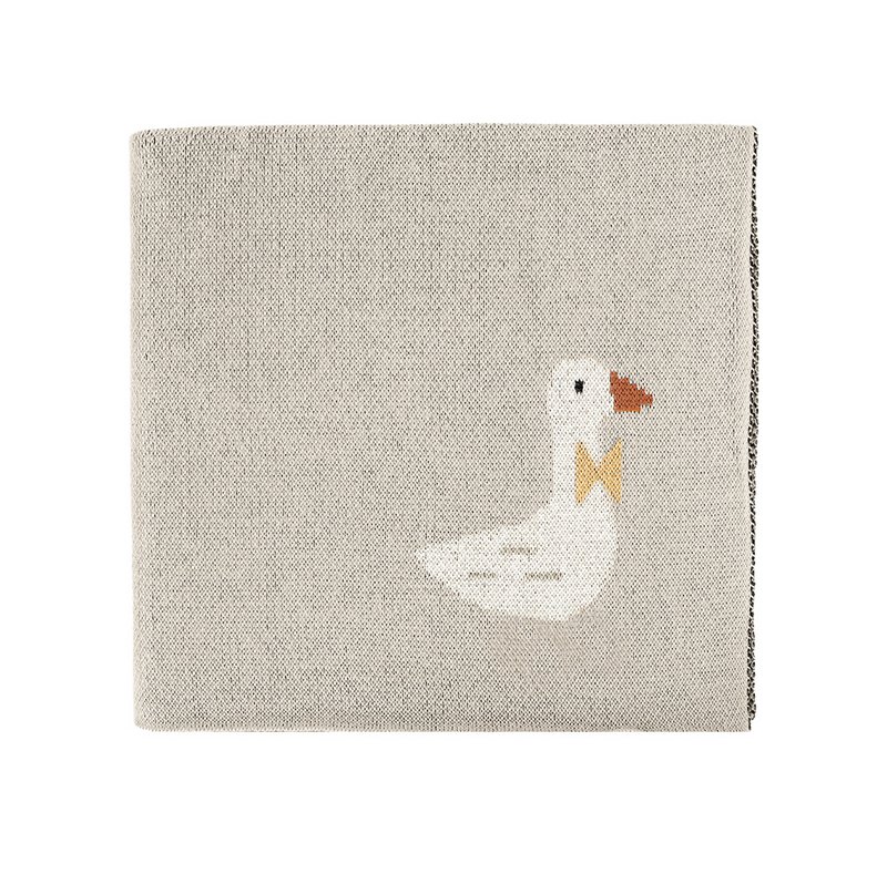 Gebreide katoenen babydeken, beige ganzen