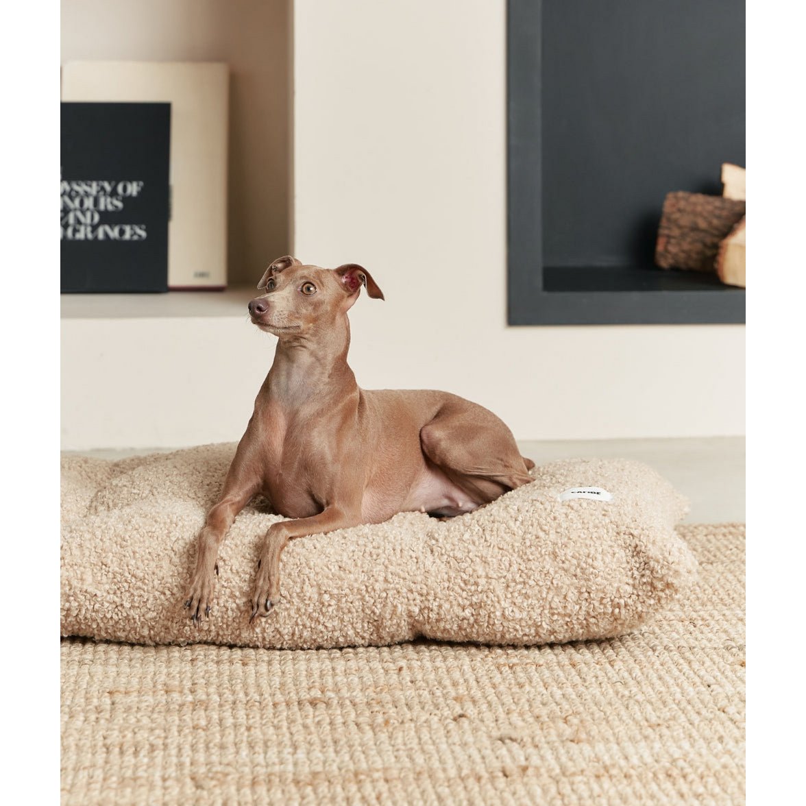 Beige Shearling Dog Bed Cushion, Bela