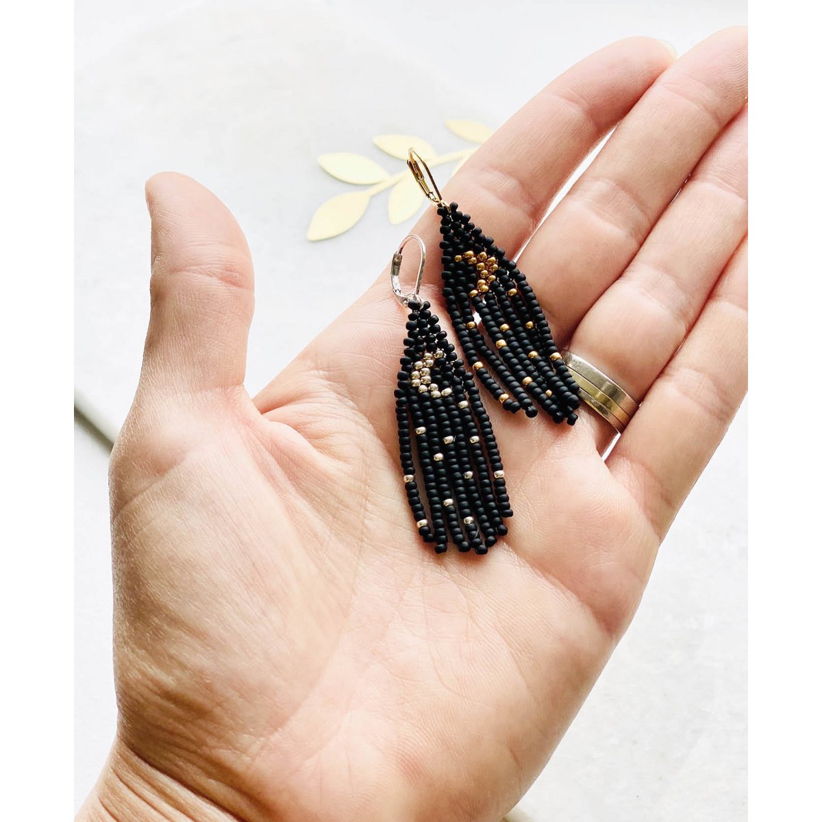 Pendientes • Tiny Moon, negro, dorado