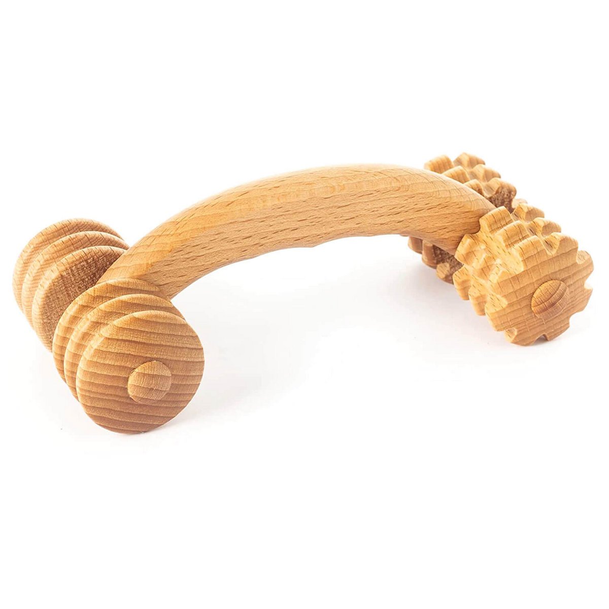Masajeador de mano de madera para espalda, cuello, hombro, rodillo de masaje corporal, 18 x 7 x 6 cm