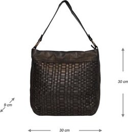 Black shoulder bag for ladies of braided leather - elegant design with both a short and long handle for versatile wearing comfort.