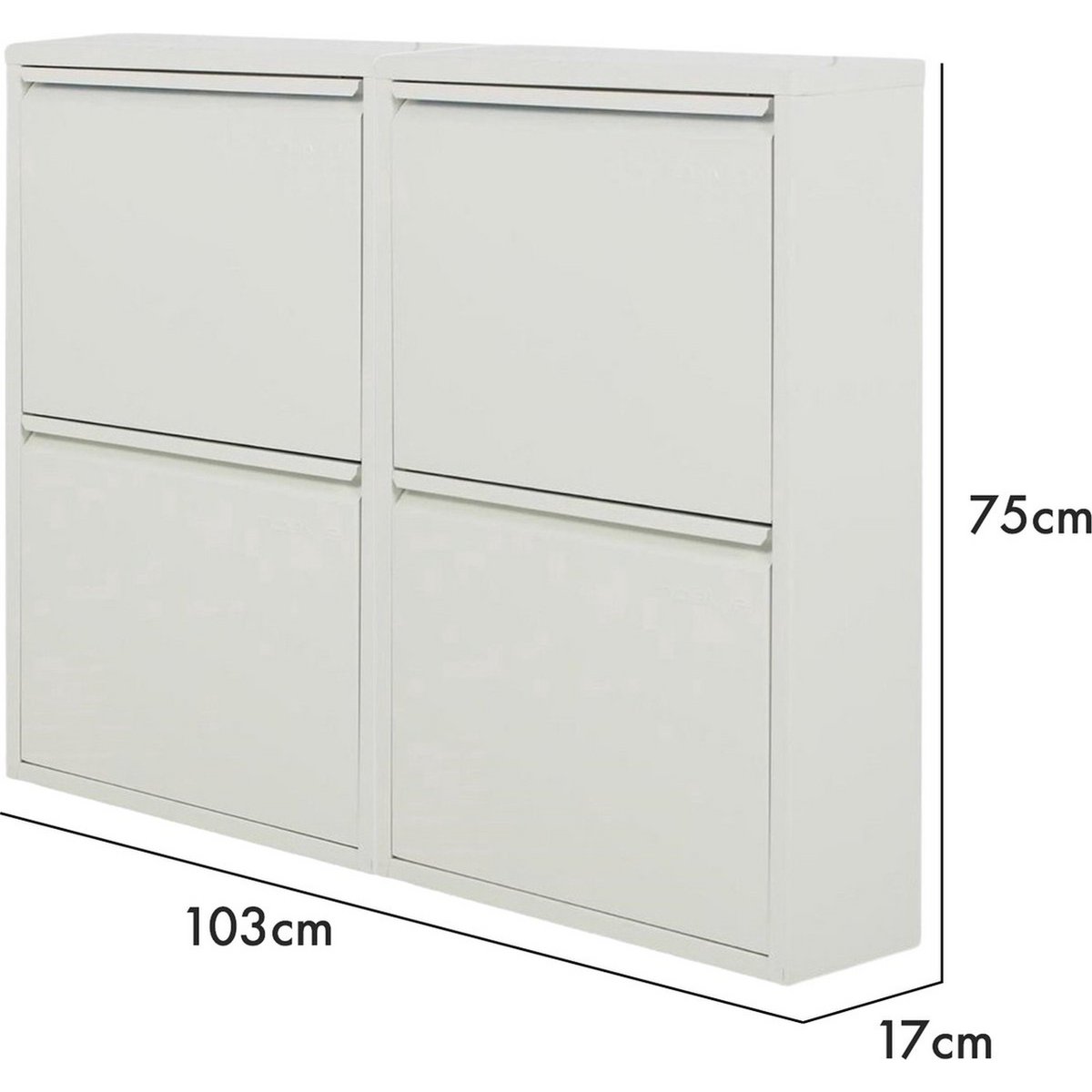 Metal shoe cabinet 4 compartments - set of 2 shoe cabinets | Functional shoe storage cabinet | Shoe rack | shoe cabinet matt white