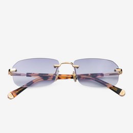Stylish Pierre Noir sunglasses with a gold metal frame and gradient gray lenses. The sunglasses have a modern, rimless design with a sleek and sophisticated look.