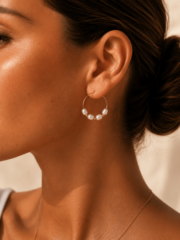Cecile – Hoop earrings with river pearls