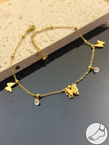Stahl goldener Schmetterlingsknöchelkette