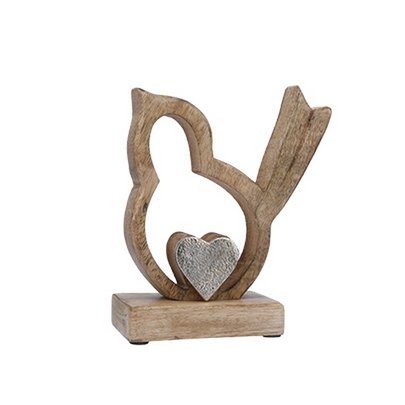 Træfugl med metalhjerte 15x6x18cm