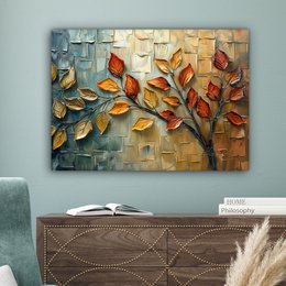 Canvas schilderij  - Wanddecoratie Boom - Abstract - Natuur - Kunst - Muurdecoratie woonkamer - Kamer decoratie modern - Abstracte schilderijen