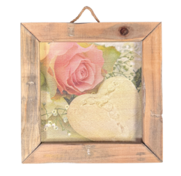 wooden tile old dutch rose and heart