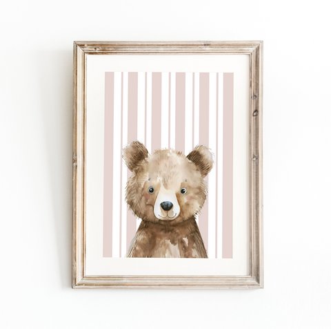 Bär Poster, Waldtiere Poster, Bär Druck, süßes Bär Poster, Mädchenzimmer Poster, Mädchen Kinderzimmer Kunstdruck, Mädchenzimmer