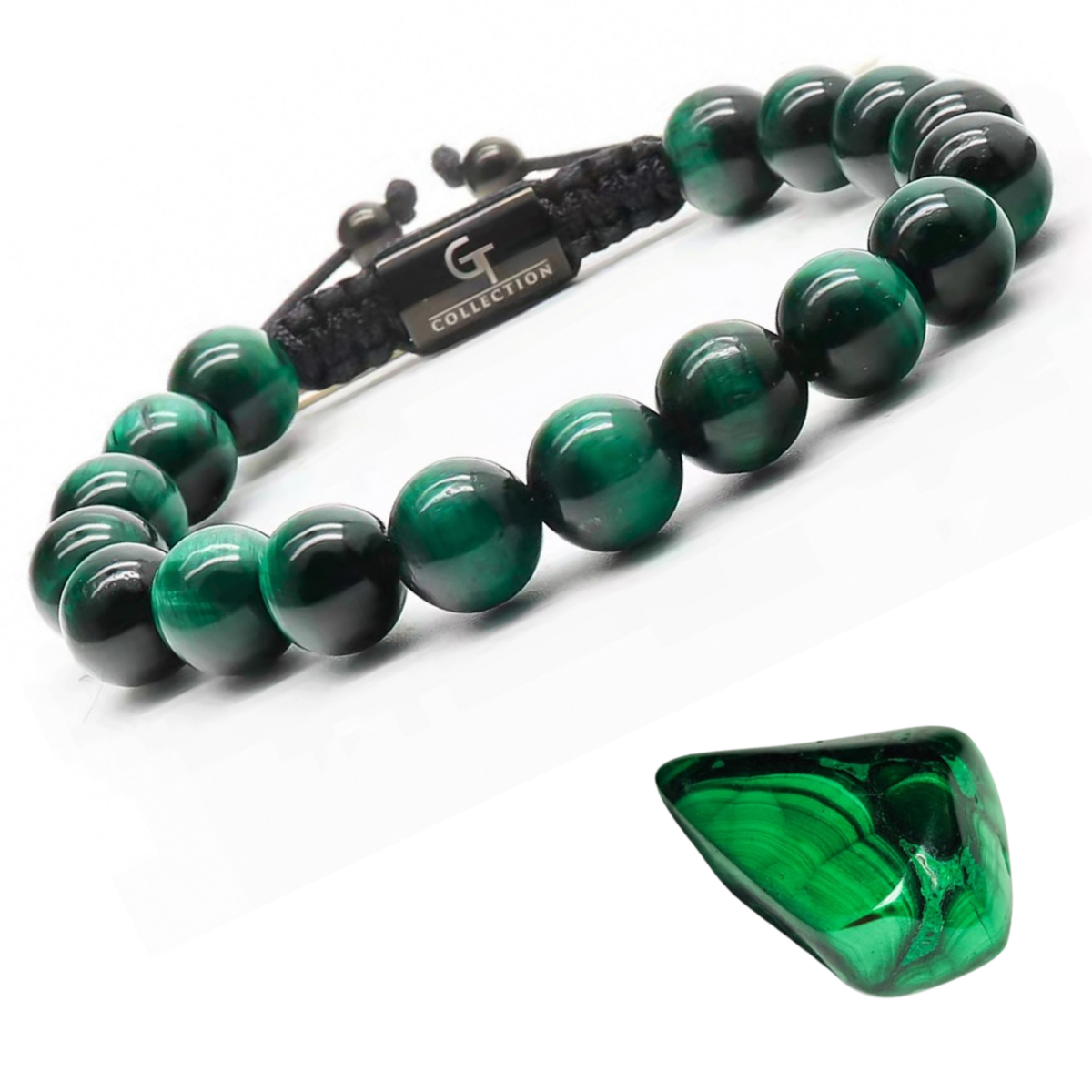 GRÜNES TIGERAUGE-Perlenarmband für Herren