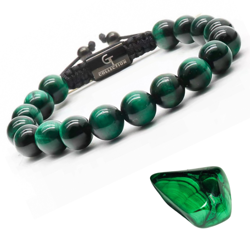 Mænds GREEN TIGER EYE perlearmbånd