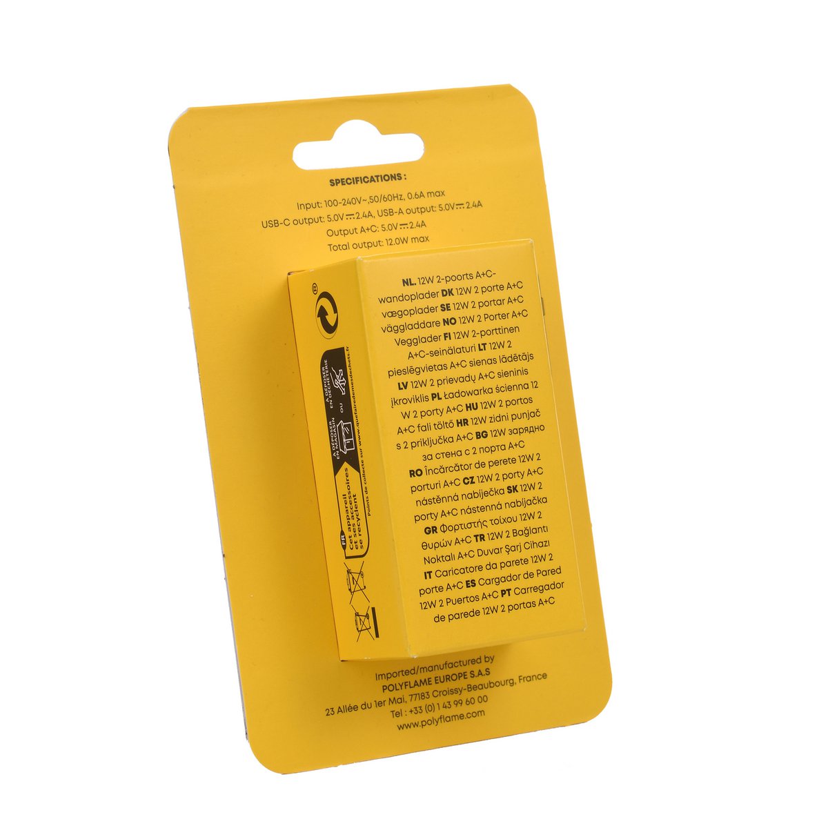 Chargeur mural Type A et C 12W
