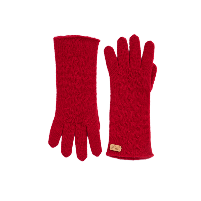 Wavy Knit Cashmere Gloves