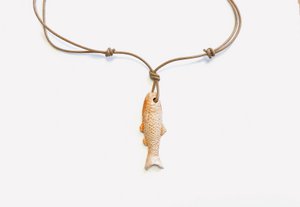Ketting vis oranje naturel koord