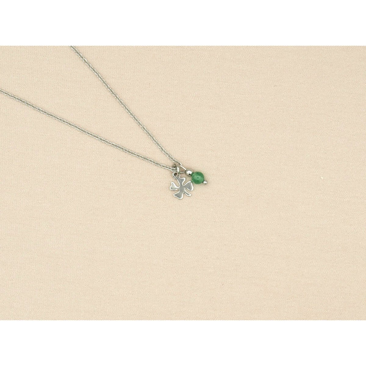 Ketting rock, klavertje vier en jade, zilver of goud stainless steel