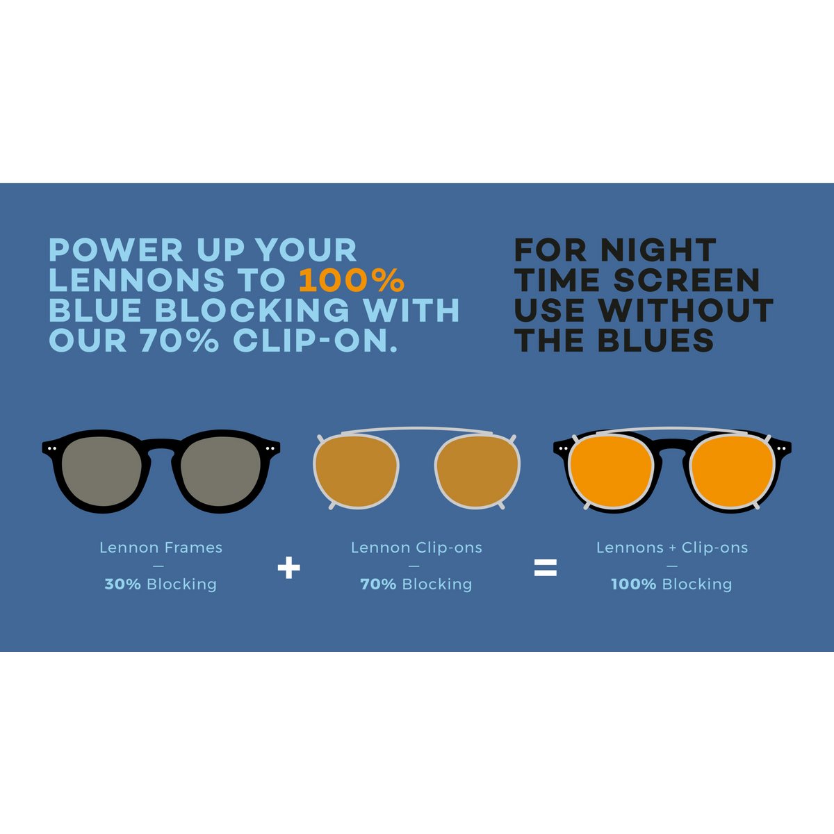 Lennon Blue Light Glasses - Everyday Lens with Heavy Duty Clip-on