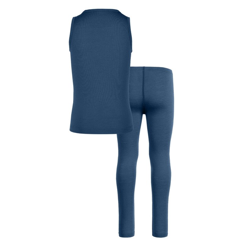Dziecięca koszulka bez rękawów i dół z denimu Merino 160