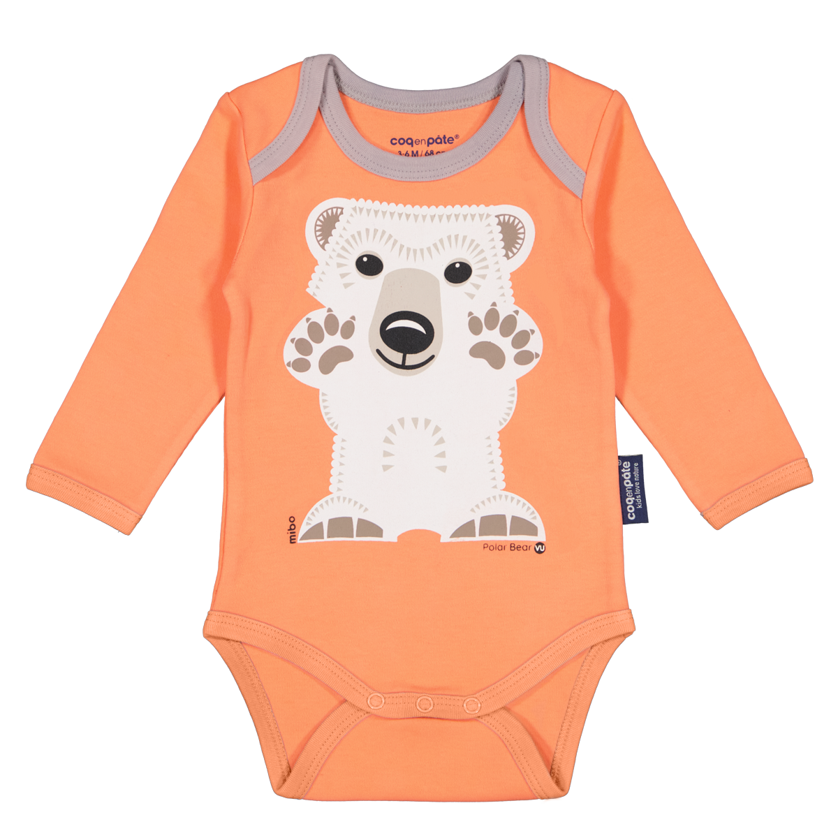 Long Sleeve Bodysuit & Bib Set | Organic cotton |Polar bear | Birth gift