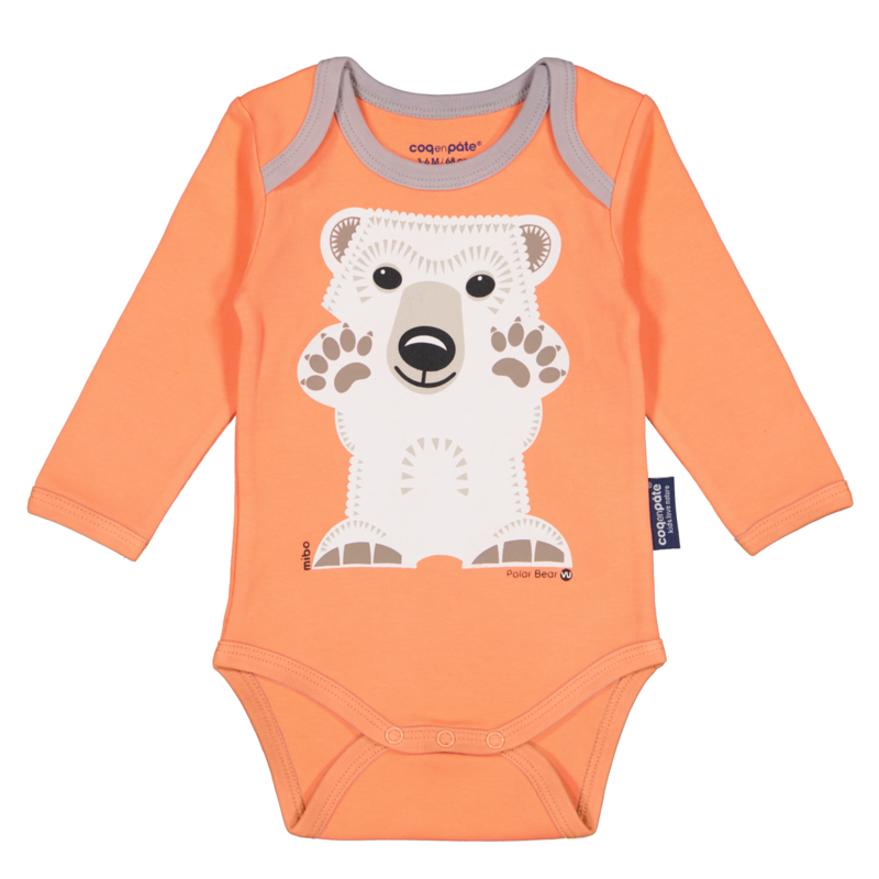 Long Sleeve Bodysuit & Bib Set | Organic cotton |Polar bear | Birth gift