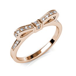 Pierścień wstążki - Rosé Gold and Crystal
