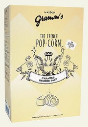 Salted butter caramel flavored popcorn cases, 100g. Popcorn snack with a sweet and salty taste.