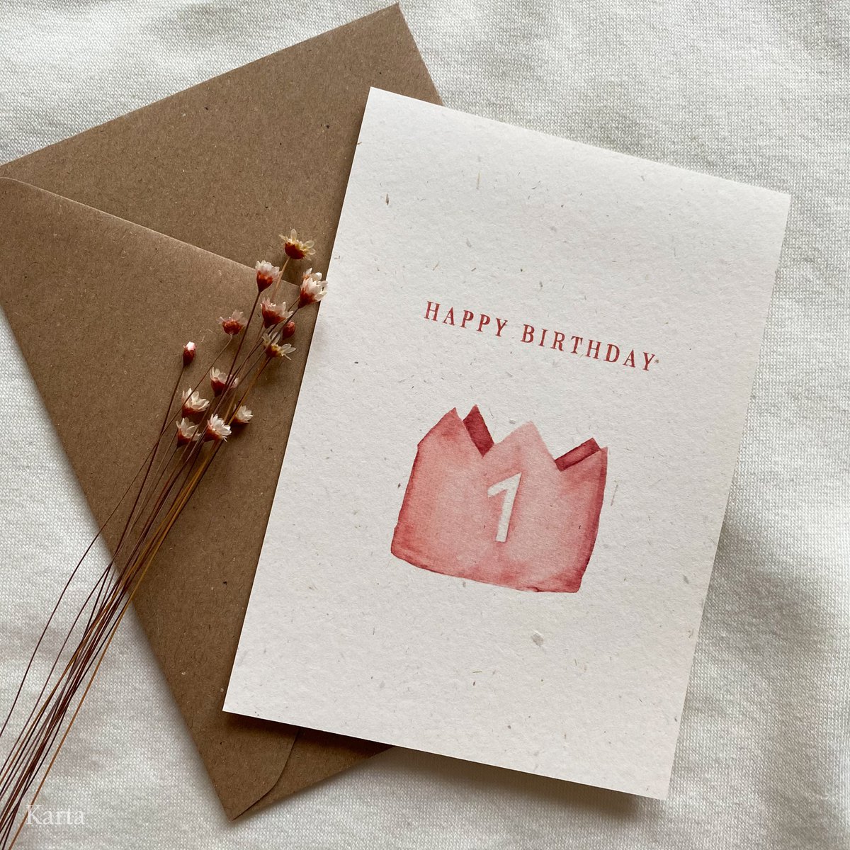 Biglietto di auguri - corona rosa