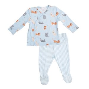 Set aus geteiltem T-Shirt und Hose mit elastischen Bambusfüßen für 0–3 Monate