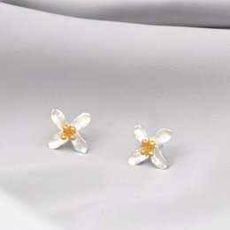 Lily Flower Stud Øreringe - 925 Sterling Sølv Stud Øreringe - OHR925-41