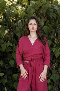 Saga Magenta Tie-up Crop