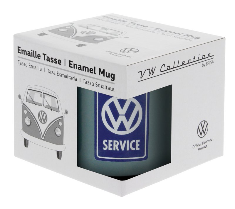 Volkswagen VW T1 Bus Emaljekrus 500ml i gaveæske - Klassisk Bus/Petrol Blå
