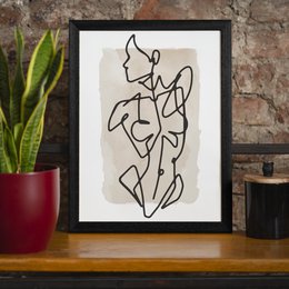 Female Front Study Line Art Watercolour Print