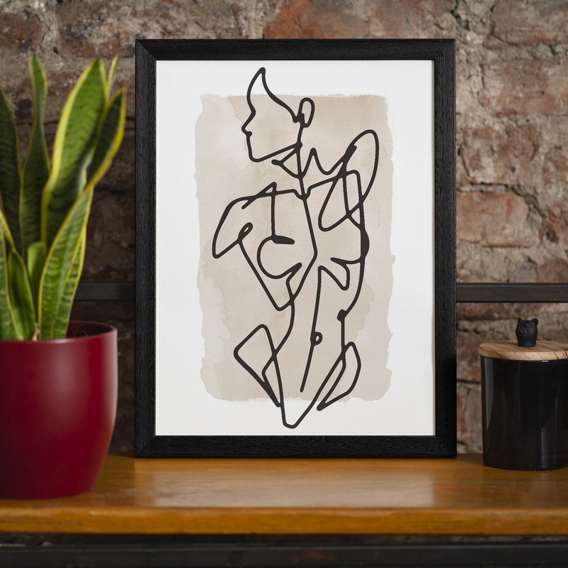 Female Front Study Line Art Watercolour Print