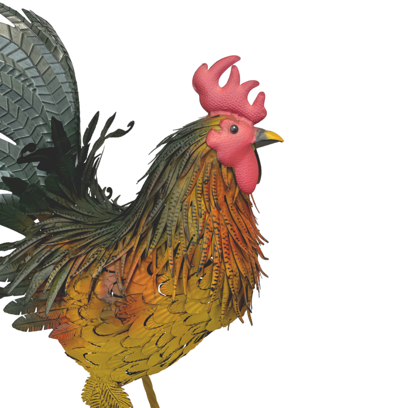 Gallo gigante h 95x70x40 cm colorido en hierro