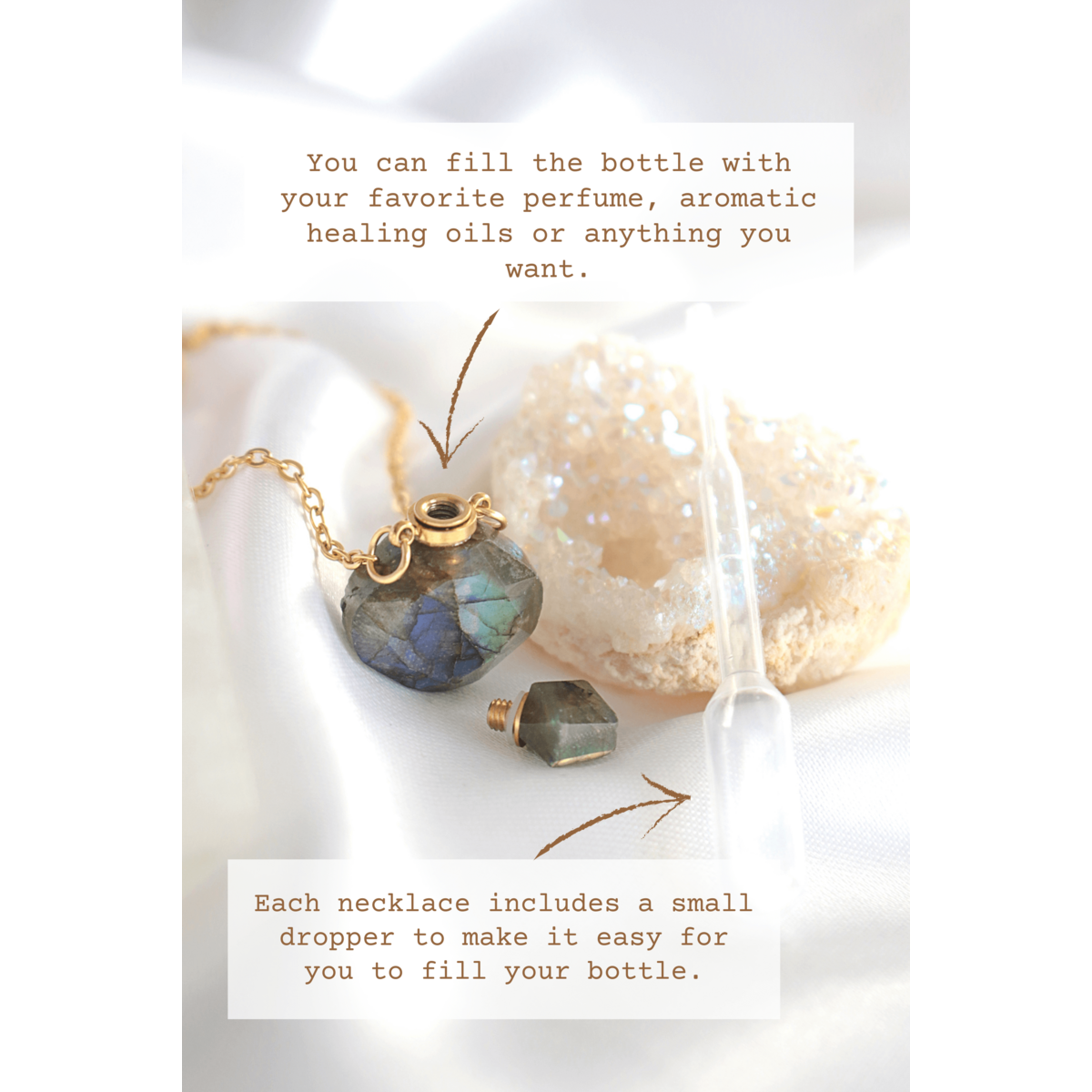 Luxury Mini Crystals Bottles | 24K Natural Crystals Bottle Necklaces