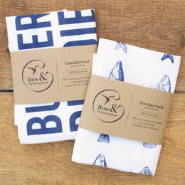 Cotton tea towel "Sea Fish" maritime - blue and white