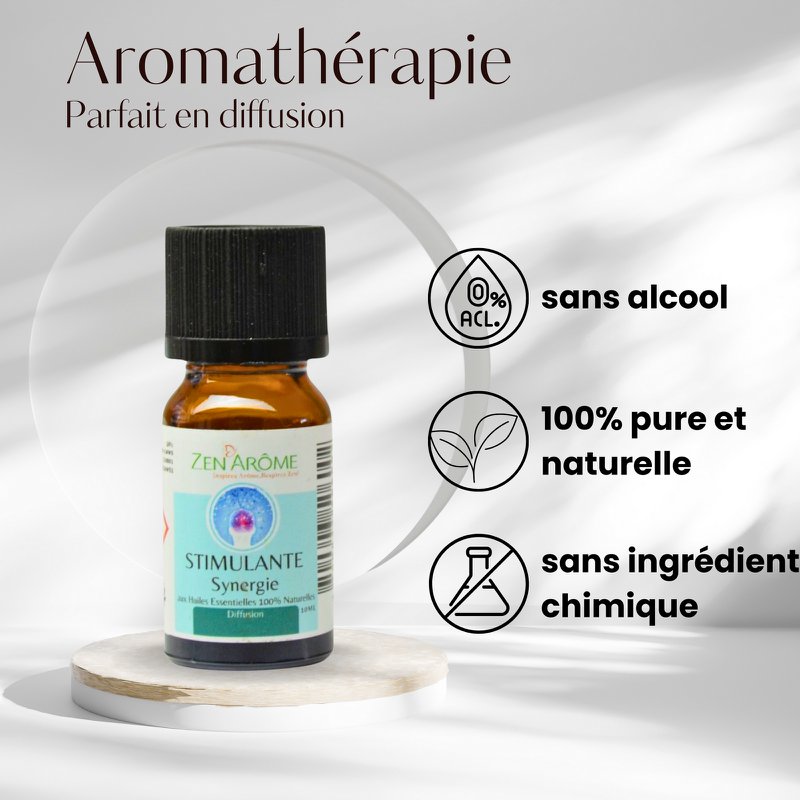 Synergy of Stimulating essential oils - 10 ml - Use for Diffusion - Packaged in France