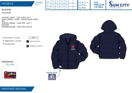 Lot von 12 Einheiten | Kinder-Spiderman-Daunenjacke | Offiziell lizenzierte Produkte | SUN CITY-Gruppe